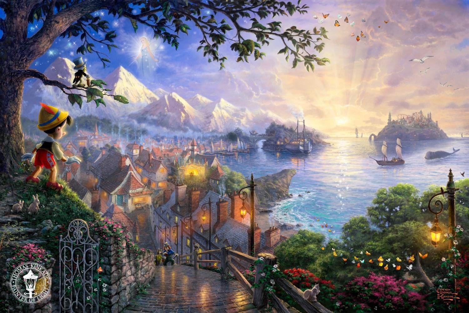 Thomas Kinkade Pinocchio Wishes Upon a Star